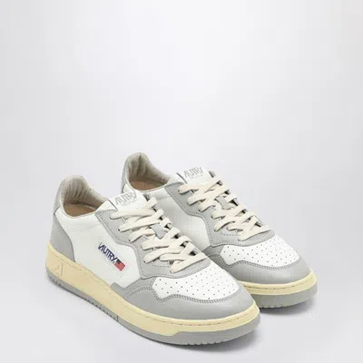 Autry Medalist White And Grey Low Top Sneakers With Logo Detail In Leather Man In White