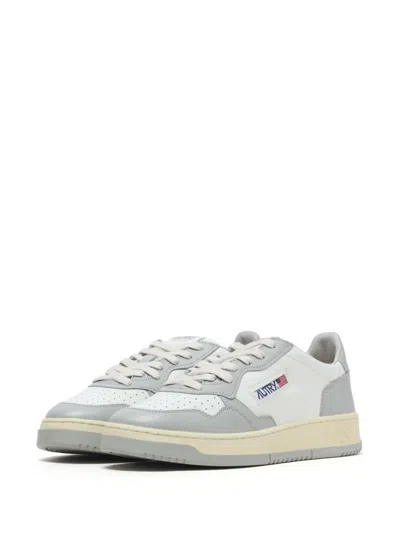 Autry Medalist White And Grey Low Top Sneakers With Logo Detail In Leather Man In White