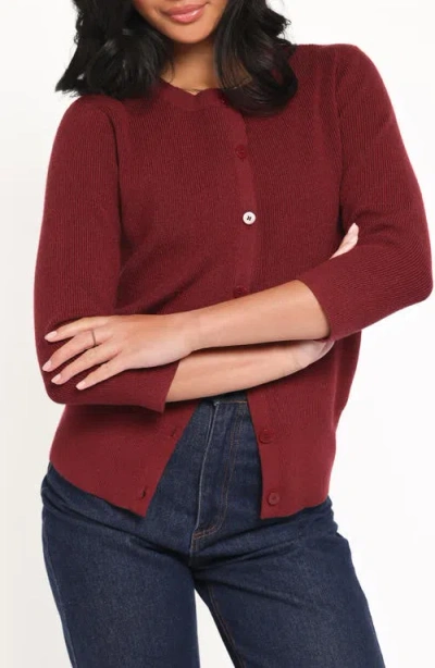 Petal And Pup Petal & Pup Cataline Button Front Cardigan In Burgundy