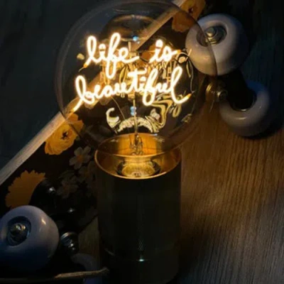Mitb Life Is Beautiful Portable Table Lamp In Blue