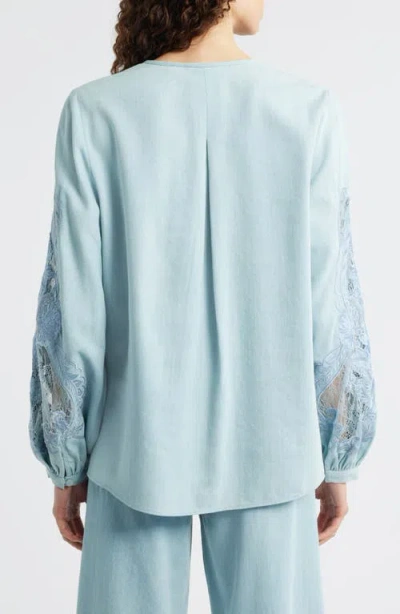 Kobi Halperin Oakley Lace Button-up Top In Blue