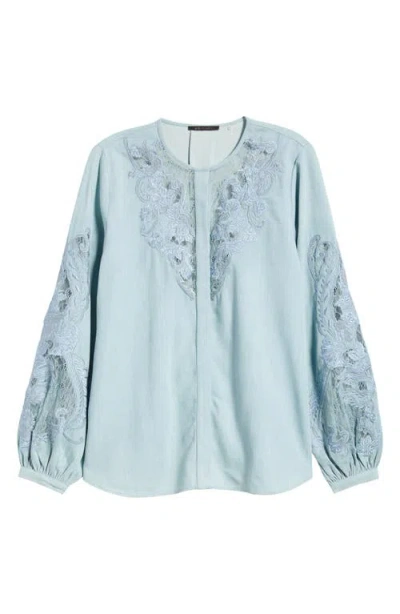 Kobi Halperin Oakley Lace Button-up Top In Blue