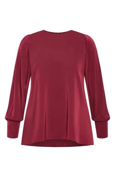 City Chic Katie Top In Burgundy