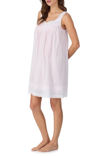 Eileen West Lace Eyelet Cotton Chemise In Pink