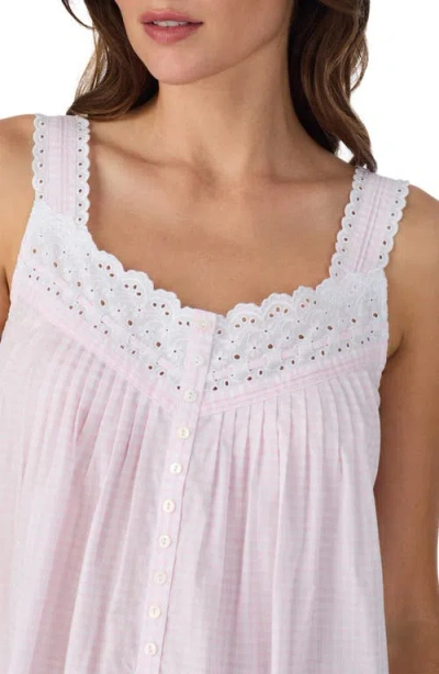 Eileen West Lace Eyelet Cotton Chemise In Pink