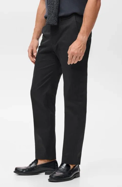 Mango Dublino Slim Fit Flat Front Stretch Stretch Chinos In Black