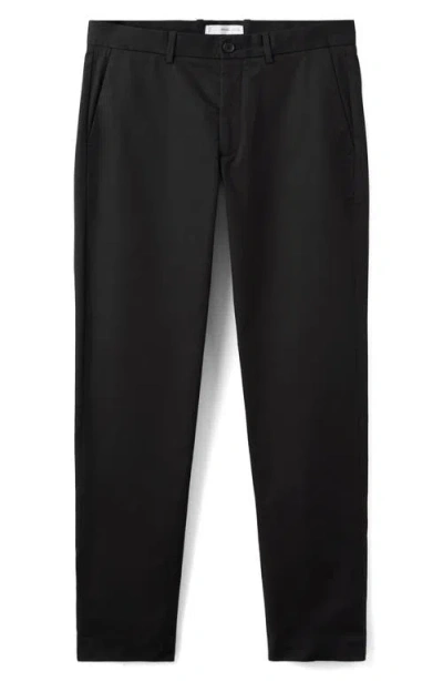 Mango Dublino Slim Fit Flat Front Stretch Stretch Chinos In Black