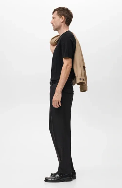 Mango Short Sleeve Cotton Crewneck Sweater In Black