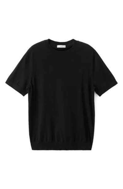 Mango Short Sleeve Cotton Crewneck Sweater In Black