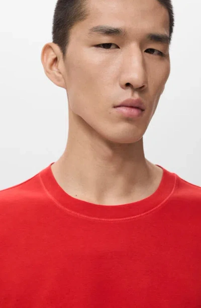 Mango Regular Fit Medium Weight Cotton T-shirt In Red