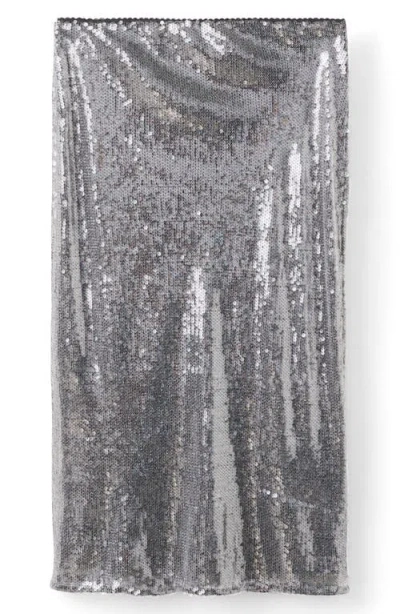 Mango Sequin Midi Skirt In Gray