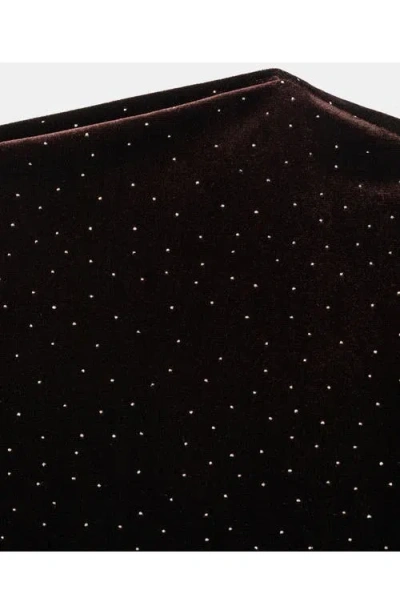 Mango Asymmetric Off The Shoulder Velvet Top In Brown