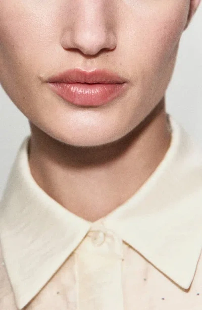 Mango Rhinestone Satin Button-up Shirt In Neutral