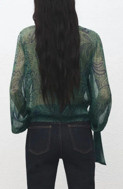 Mango Paisley Scarf Neck Top In Brown