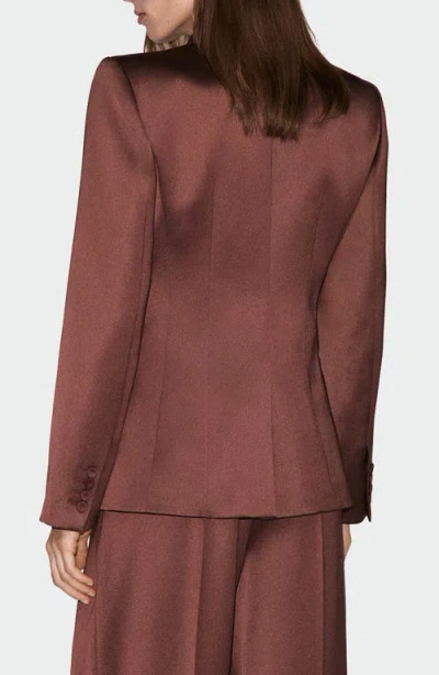 Mango Satin Suit Blazer In Brown