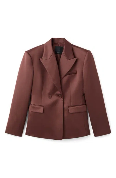 Mango Satin Suit Blazer In Brown