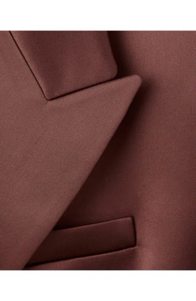 Mango Satin Suit Blazer In Brown