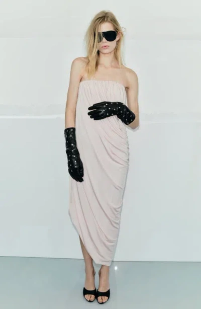 Mango Studded Leather Gloves In Black