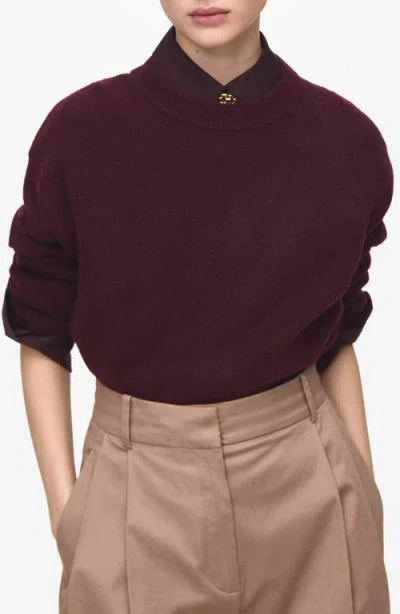 Mango Medium-knit Sweater In Burgundy