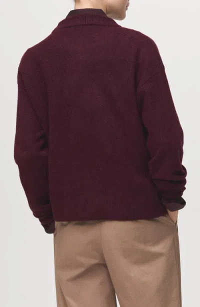 Mango Medium-knit Sweater In Burgundy