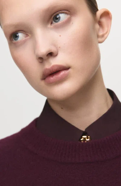 Mango Medium-knit Sweater In Burgundy