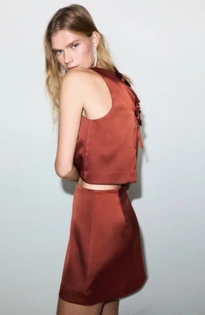 Mango Jackieo Satin Miniskirt In Brown