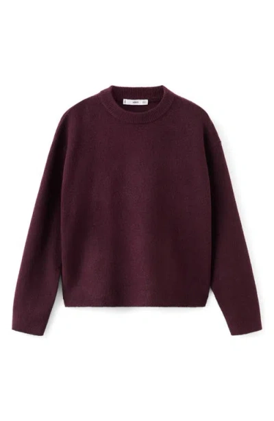 Mango Medium-knit Sweater In Burgundy