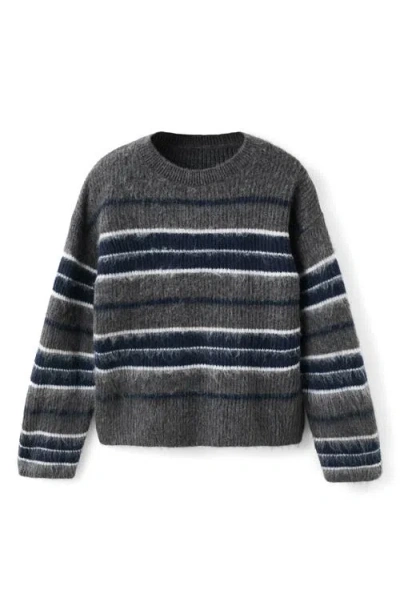 Mango Stripe Sweater In Gray