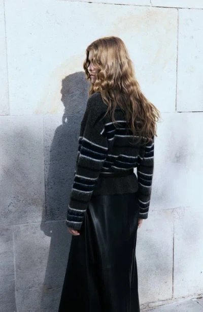 Mango Stripe Sweater In Gray