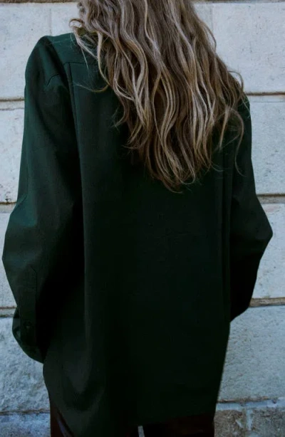 Mango Pocket Oversize Shirt In Green