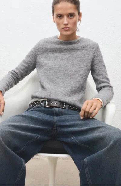 Mango Crewneck Sweater In Gray