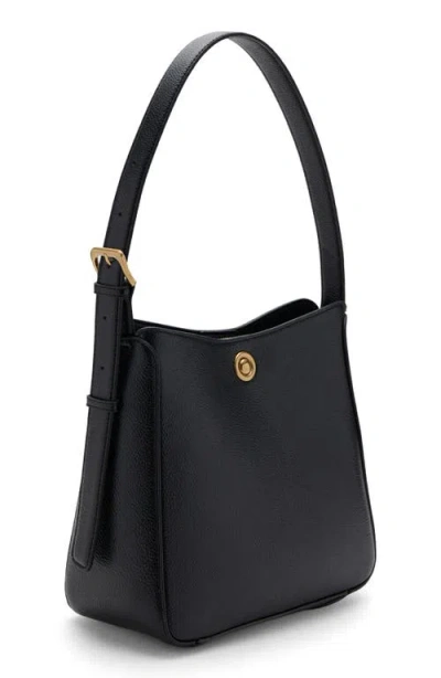 Mango Medium Faux Leather Bucket Bag In Black