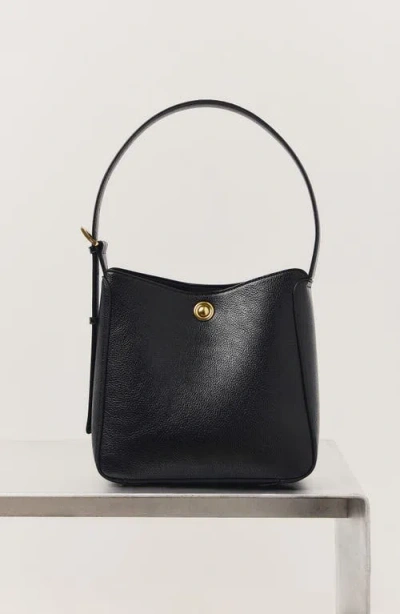 Mango Medium Faux Leather Bucket Bag In Black
