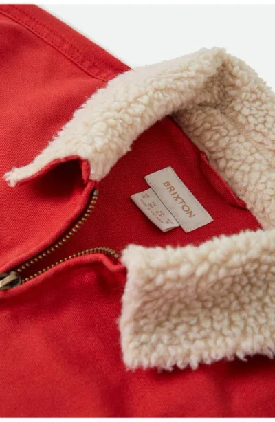 Brixton Mechanic's Garage Cotton Canvas Jacket In Red