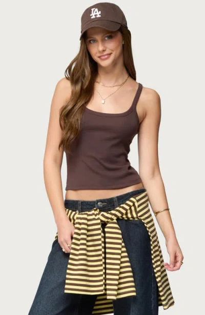 Edikted Basic Babe Crop Tank Top In Brown