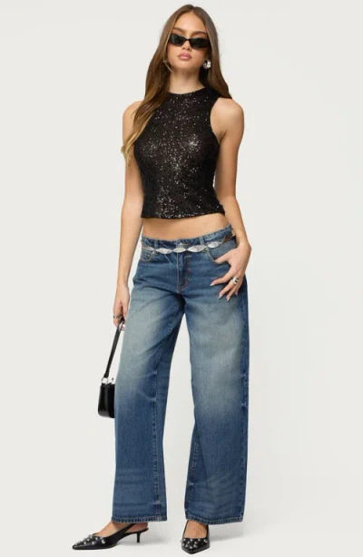 Edikted Alexander Sequin Crop Top In Black