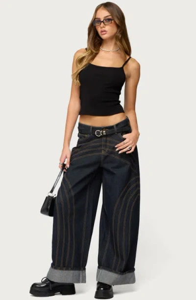 Edikted Deanna Stretch Cotton Crop Tank In Black