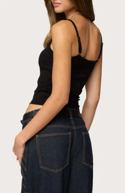 Edikted Deanna Stretch Cotton Crop Tank In Black