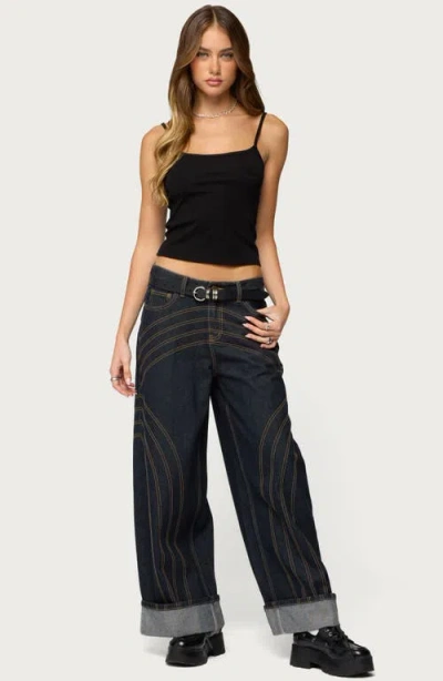 Edikted Deanna Stretch Cotton Crop Tank In Black