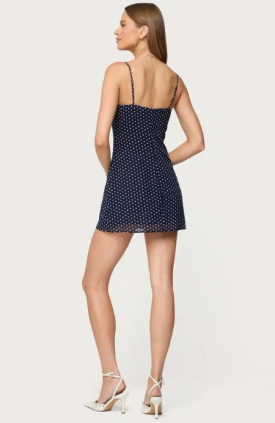 Edikted Polka Dot Chiffon Minidress In Blue