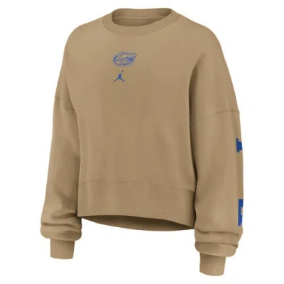 Jordan Brand Tan Florida Gators Oversized Phoenix 2-hit Pullover Sweatshirt In Brown