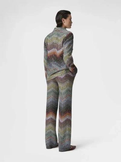 Missoni Viscose Lamé Straight Trousers With Sequins In Gray