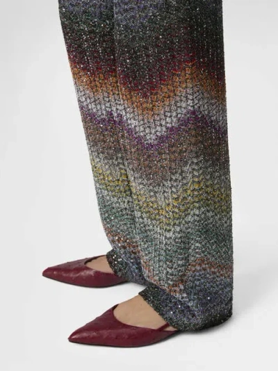 Missoni Viscose Lamé Straight Trousers With Sequins In Gray