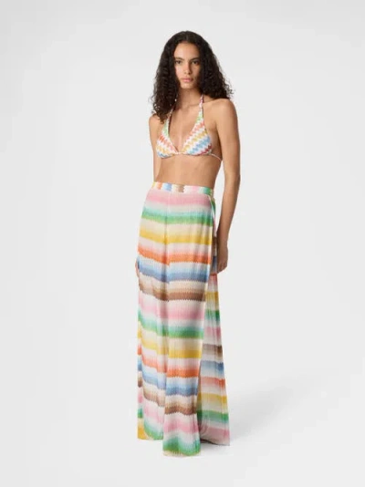 Missoni Beach Cover-up Pants With Dégradé Zigzag Pattern And Slits In Multi