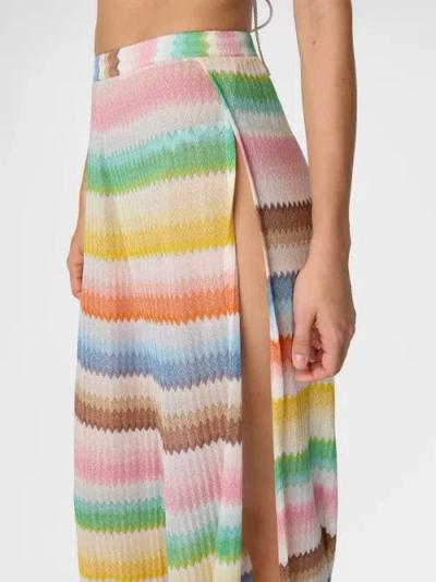 Missoni Beach Cover-up Pants With Dégradé Zigzag Pattern And Slits In Multi