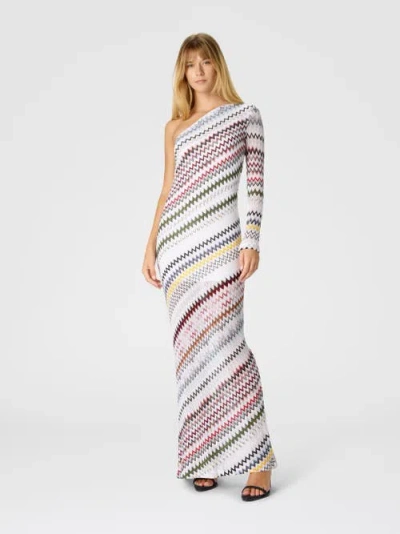 Missoni One-shoulder Viscose And Cotton Gown In Multi