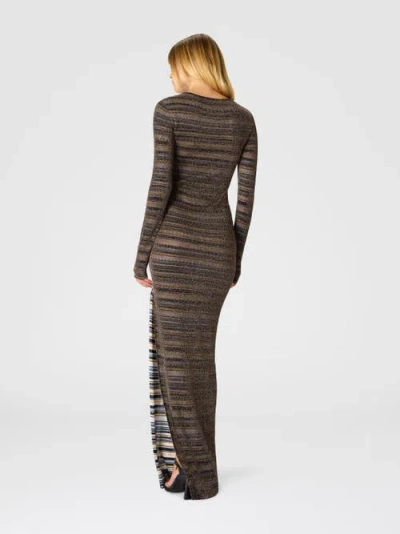 Missoni Striped Viscose Lamé Gown With Slit In Multi