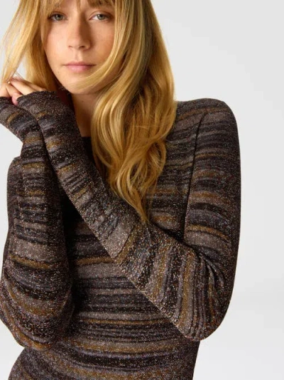 Missoni Striped Viscose Lamé Gown With Slit In Multi