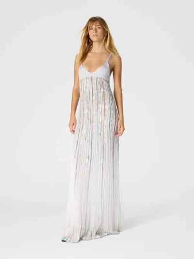 Missoni Sleeveless Flame-effect Viscose Lamé Gown In White