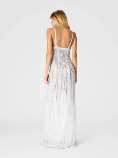 Missoni Sleeveless Flame-effect Viscose Lamé Gown In White